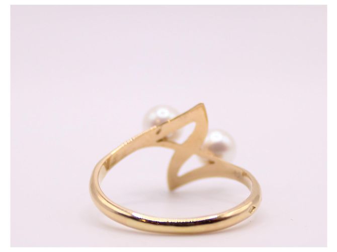 Autre Marque Anello Toi&moi con perle coltivate in oro giallo 750%O Bianco Gold hardware - vista 8