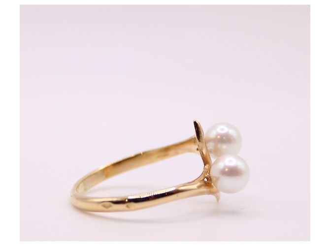 Autre Marque Anello Toi&moi con perle coltivate in oro giallo 750%O Bianco Gold hardware - vista 9