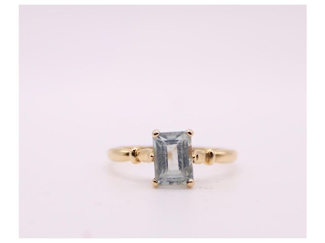 Autre Marque Anello con acquamarina in oro giallo 750%O Blu chiaro Gold hardware - vista 5