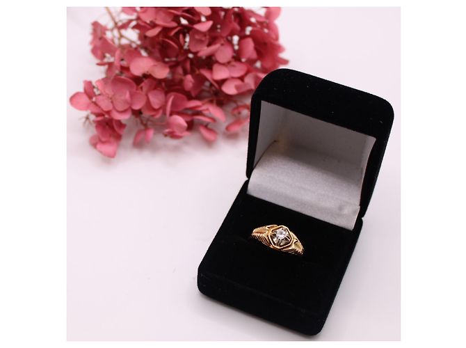 Autre Marque anello con sigillo dell'anno 1940 con un diamante in oro rosa 750%O Gold hardware - vista 11