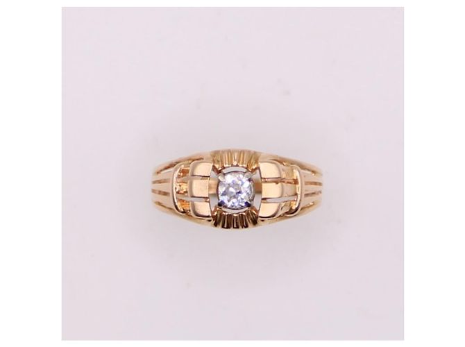 Autre Marque anello con sigillo dell'anno 1940 con un diamante in oro rosa 750%O Gold hardware - vista 3