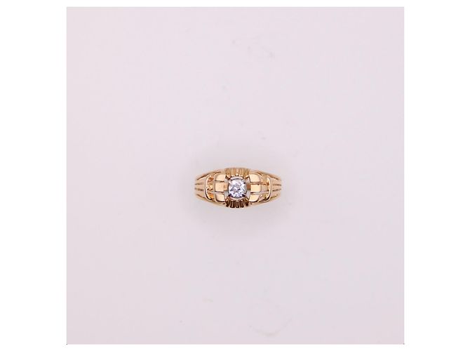 Autre Marque anello con sigillo dell'anno 1940 con un diamante in oro rosa 750%O Gold hardware - vista 4