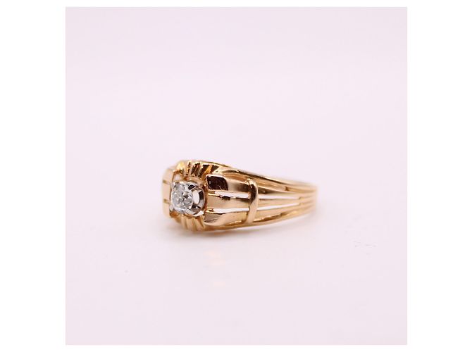 Autre Marque anello con sigillo dell'anno 1940 con un diamante in oro rosa 750%O Gold hardware - vista 6