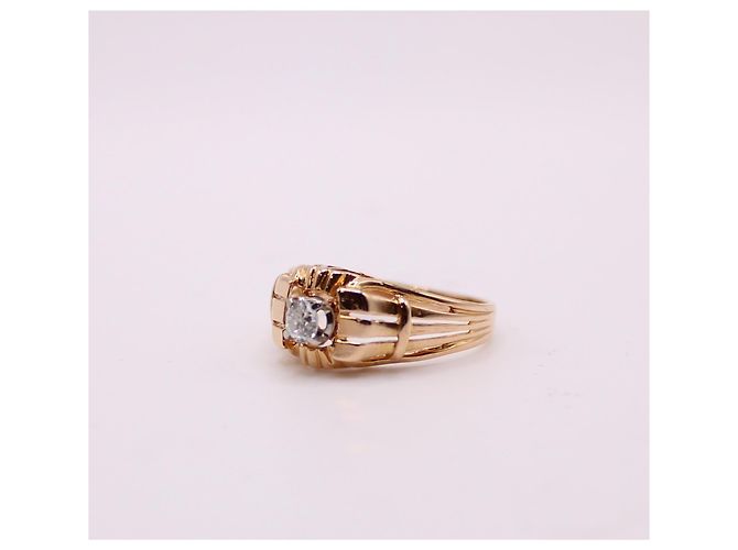 Autre Marque anello con sigillo dell'anno 1940 con un diamante in oro rosa 750%O Gold hardware - vista 7