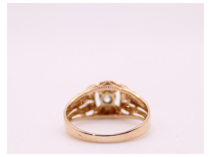 Autre Marque anello con sigillo dell'anno 1940 con un diamante in oro rosa 750%O Gold hardware - vista 9