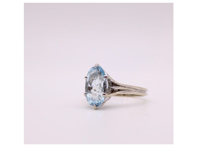 Autre Marque Anello con acquamarina in oro bianco 750%O Blu chiaro Silver hardware - vista 6