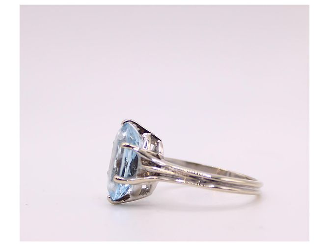 Autre Marque Anello con acquamarina in oro bianco 750%O Blu chiaro Silver hardware - vista 7
