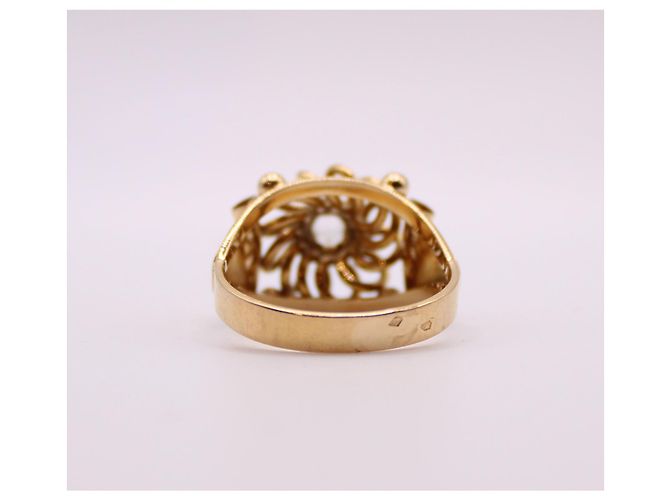 Autre Marque Anello a rosetta con pietra bianca in oro giallo 750%O Bianco Gold hardware - vista 7