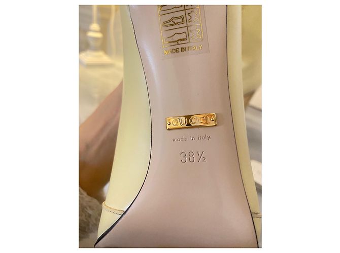Botas Gucci de cuero amarillo con tacón de aguja Crema - vista 5