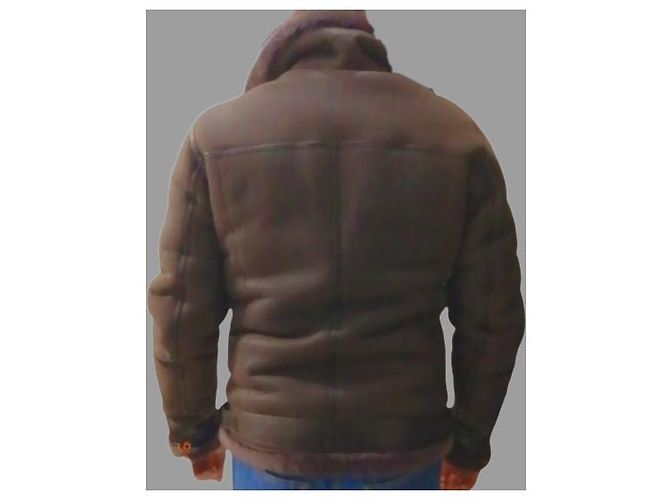Autre Marque Dunkelbrauner Mantel aus Lammleder - Ansicht 6