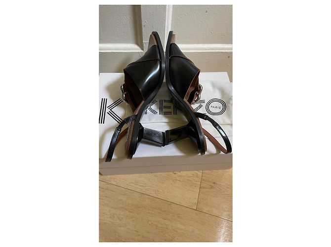Sandali con tacco Kenzo in pelle di struzzo neri Nero - vista 6