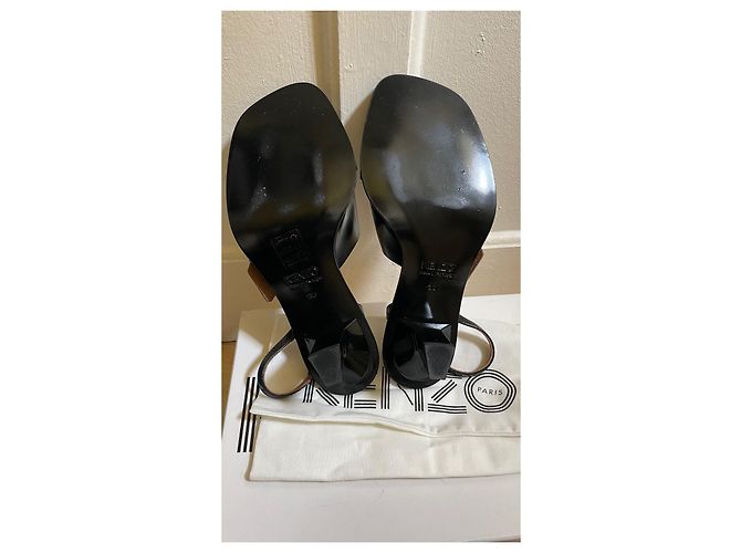 Sandali con tacco Kenzo in pelle di struzzo neri Nero - vista 7