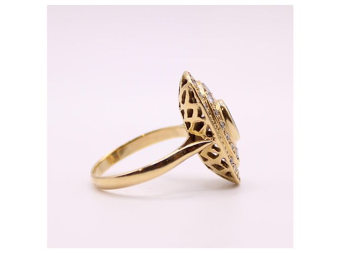 Autre Marque Anello in oro giallo con zaffiro e diamanti Blu navy Gold hardware - vista 9