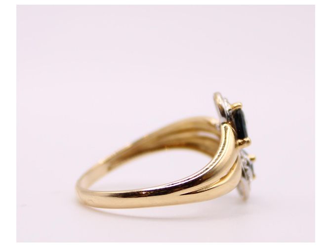 Autre Marque Anello Toi&Moi zaffiri e diamanti oro giallo 750%O Blu navy Gold hardware - vista 9