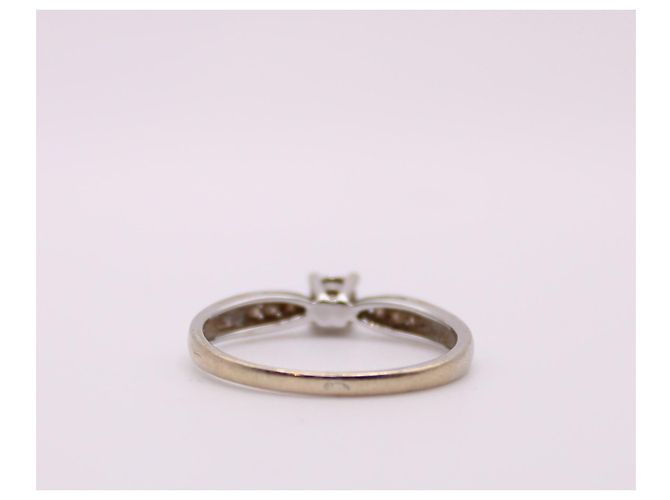 Autre Marque Solitär-Diamant, geschultert mit Weißgold-Diamanten 750%O Silber Hardware - Ansicht 6