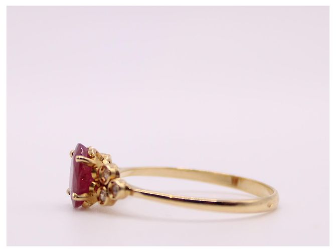 Autre Marque Anello con rubino da spalla 2X3 DIAMANTI IN ORO GIALLO 750%O Rosso Gold hardware - vista 7