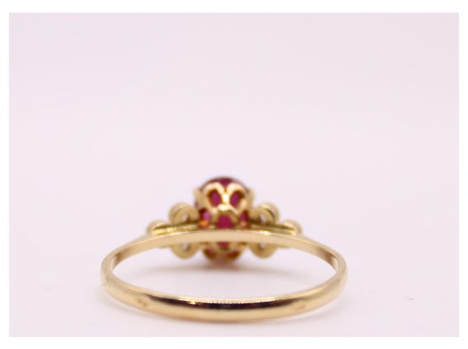 Autre Marque Anello con rubino da spalla 2X3 DIAMANTI IN ORO GIALLO 750%O Rosso Gold hardware - vista 8