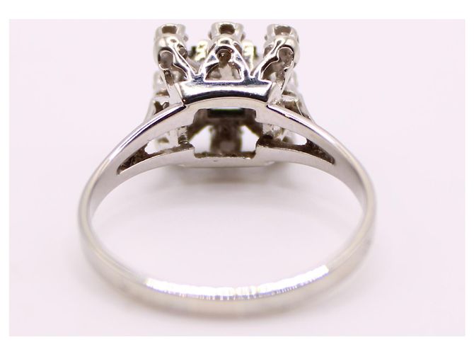 Autre Marque Anello margherita in oro bianco con zaffiri e diamanti 750%O Silver hardware - vista 8