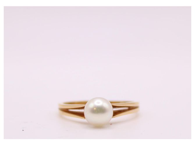 Autre Marque Gelbgold-Zuchtperlen-Solitärring 750%O Gold hardware - Ansicht 3