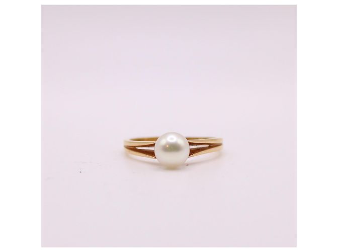 Autre Marque Gelbgold-Zuchtperlen-Solitärring 750%O Gold hardware - Ansicht 4