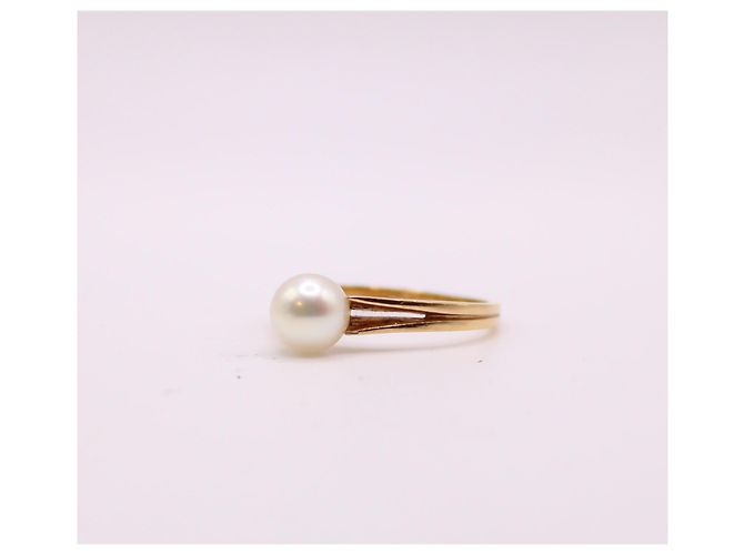 Autre Marque Gelbgold-Zuchtperlen-Solitärring 750%O Gold hardware - Ansicht 5