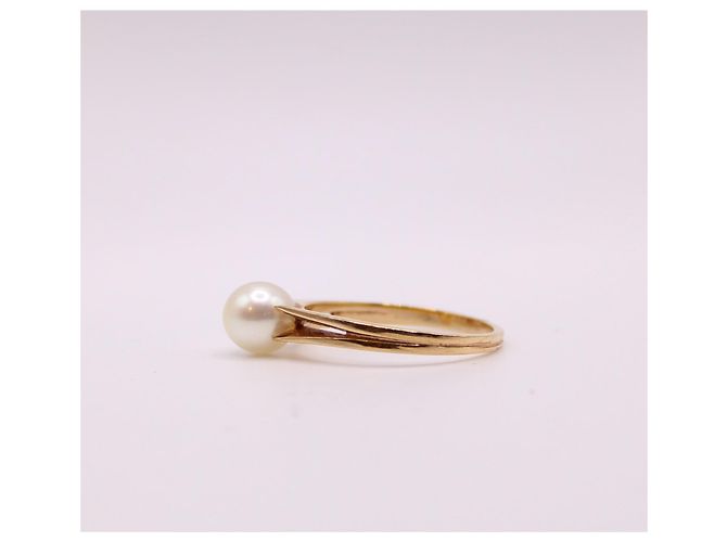Autre Marque Gelbgold-Zuchtperlen-Solitärring 750%O Gold hardware - Ansicht 6