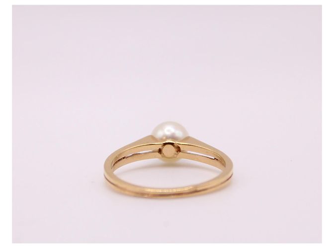 Autre Marque Gelbgold-Zuchtperlen-Solitärring 750%O Gold hardware - Ansicht 7