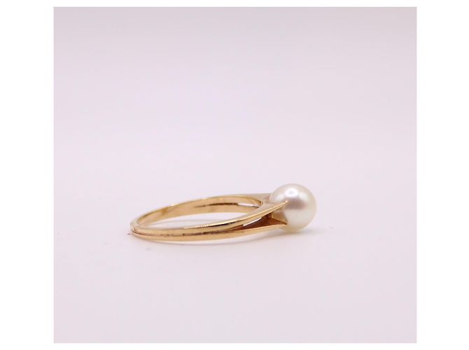 Autre Marque Gelbgold-Zuchtperlen-Solitärring 750%O Gold hardware - Ansicht 8