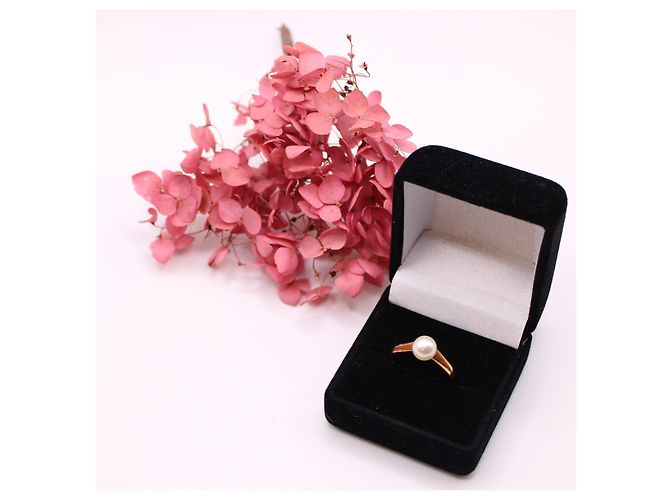 Autre Marque Gelbgold-Zuchtperlen-Solitärring 750%O Gold hardware - Ansicht 9