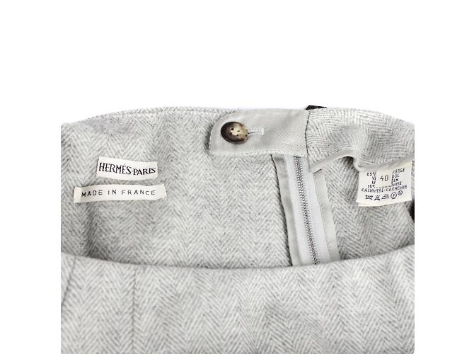 HERMÈS - Woll- und Kaschmirrock (Größe 40) Grau - Ansicht 3