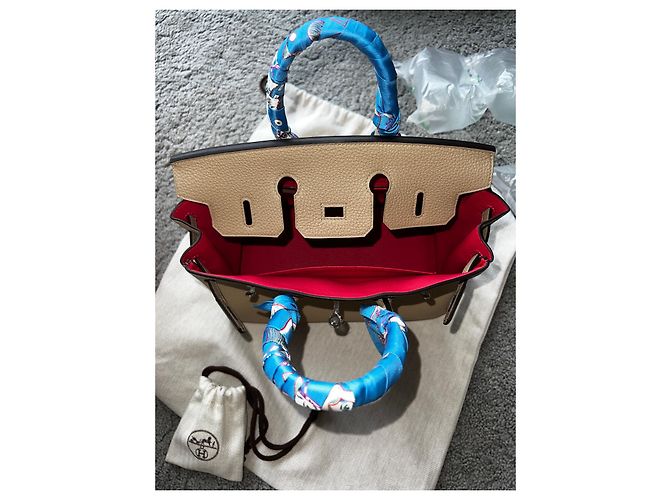 Hermès Birkin 25 Trench togo in pelle/ Bougainvillea Beige Silver hardware - vista 2