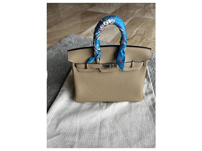 Hermès Birkin 25 Trench togo in pelle/ Bougainvillea Beige Silver hardware - vista 6
