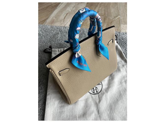 Hermès Birkin 25 Trench togo in pelle/ Bougainvillea Beige Silver hardware - vista 7