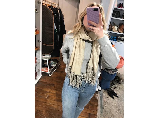 Sciarpe LOUIS VUITTON T. Lino Beige - vista 7