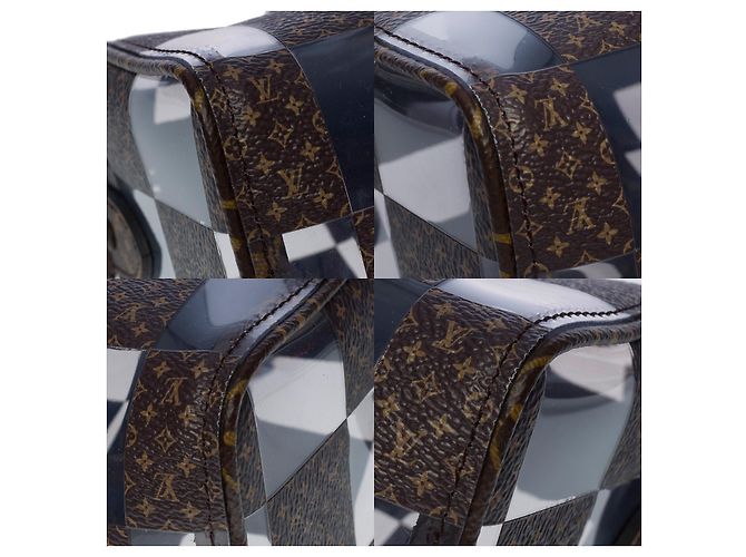 Keepall Louis Vuitton mini borsa portatutto 25 tracolla virgil abloh in canvas e pvc-100697 Marrone - vista 10