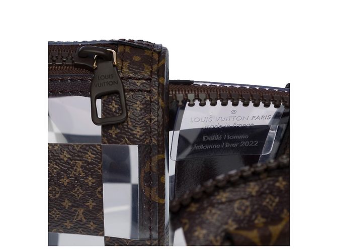 Keepall Louis Vuitton mini borsa portatutto 25 tracolla virgil abloh in canvas e pvc-100697 Marrone - vista 6