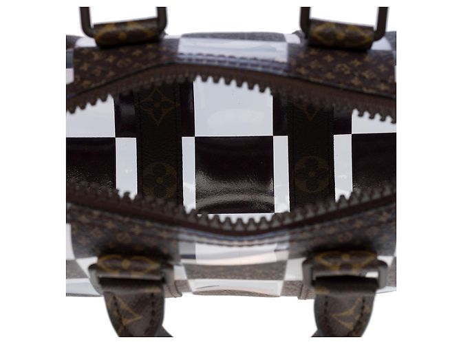 Keepall Louis Vuitton mini borsa portatutto 25 tracolla virgil abloh in canvas e pvc-100697 Marrone - vista 7