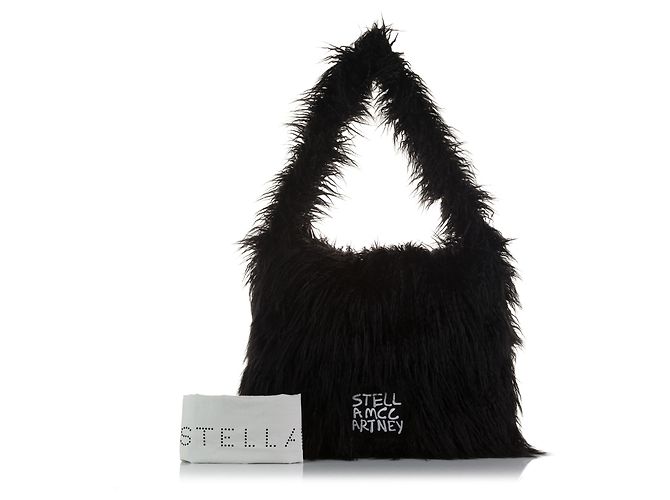 Stella Mc Cartney Borsa a tracolla in pelliccia sintetica nera x Ed Curtis di Stella McCartney Nero - vista 12