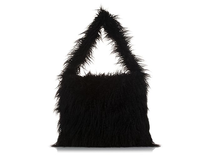 Stella Mc Cartney Borsa a tracolla in pelliccia sintetica nera x Ed Curtis di Stella McCartney Nero - vista 3