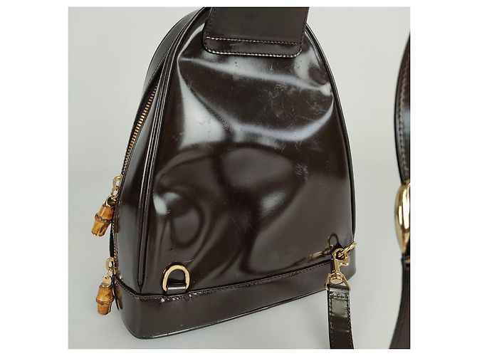 Bamboo Gucci Mochila bambú charol marrón Castaño - vista 3