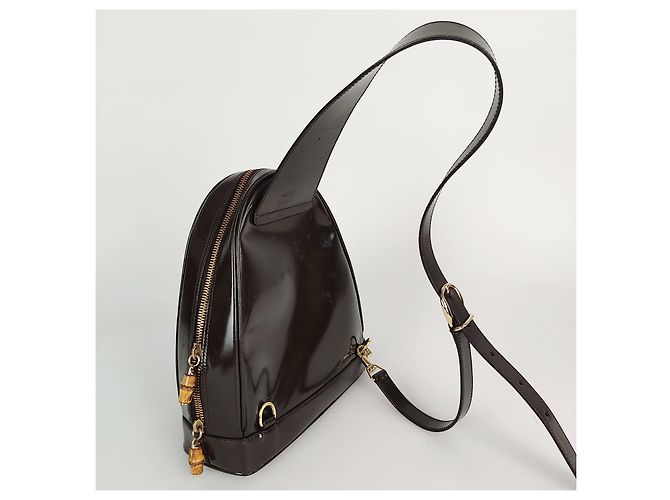 Bamboo Gucci Mochila bambú charol marrón Castaño - vista 4