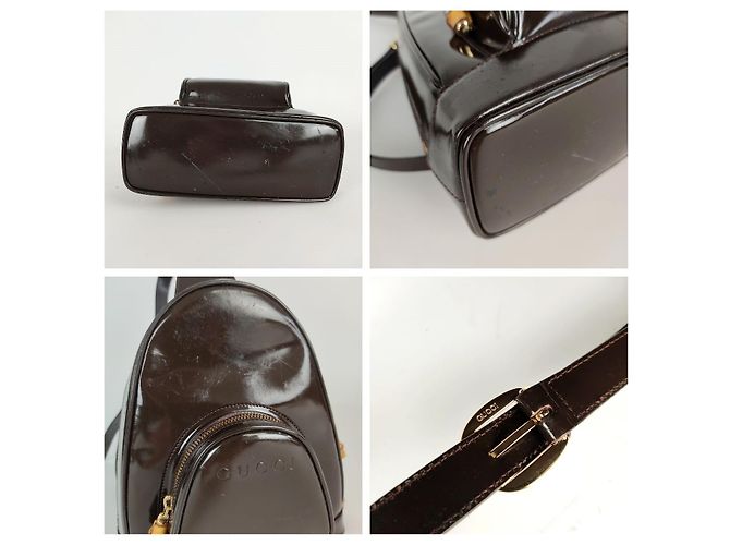 Bamboo Gucci Mochila bambú charol marrón Castaño - vista 5