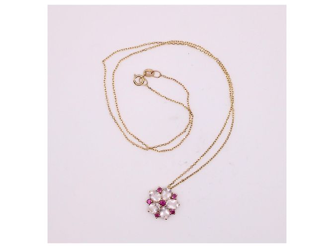 Autre Marque Blumenkette mit Quarz und Rubin Gelbgold 375%O Weiß Rot Gold hardware - Ansicht 3