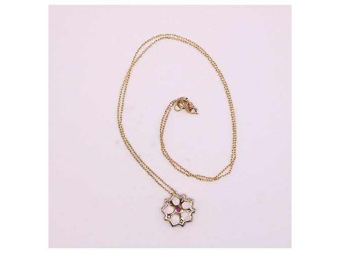 Autre Marque Blumenkette mit Quarz und Rubin Gelbgold 375%O Weiß Rot Gold hardware - Ansicht 4