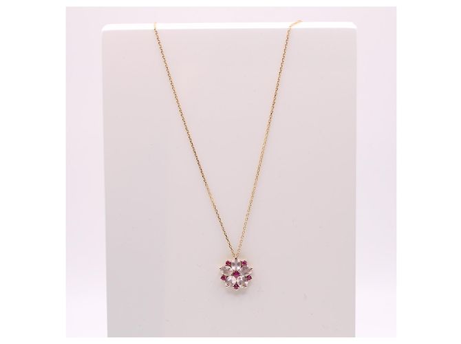 Autre Marque Blumenkette mit Quarz und Rubin Gelbgold 375%O Weiß Rot Gold hardware - Ansicht 5