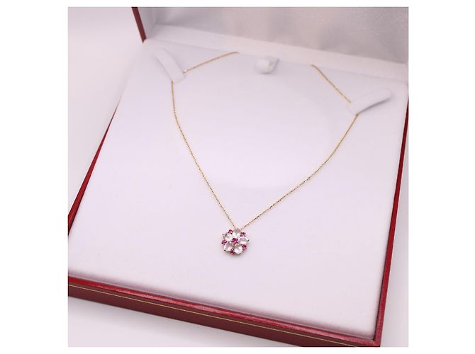 Autre Marque Blumenkette mit Quarz und Rubin Gelbgold 375%O Weiß Rot Gold hardware - Ansicht 6