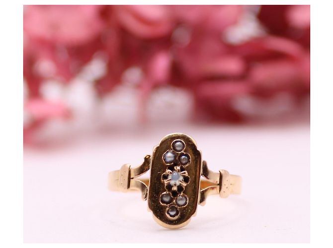 Autre Marque Anillo de época Napoleón III engastado con finas perlas de oro rosa 750%O Gold hardware - vista 2
