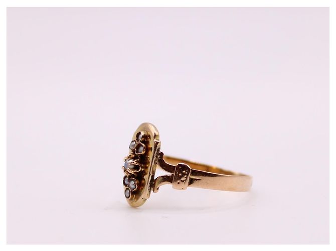 Autre Marque Anillo de época Napoleón III engastado con finas perlas de oro rosa 750%O Gold hardware - vista 6