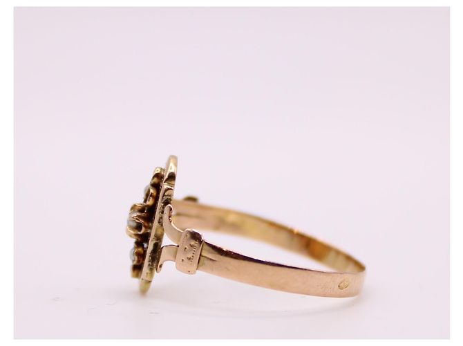 Autre Marque Anillo de época Napoleón III engastado con finas perlas de oro rosa 750%O Gold hardware - vista 7