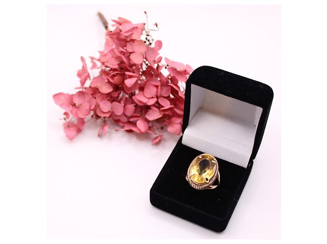 Autre Marque Anello con citrino ovale in oro giallo 750%O Arancione Gold hardware - vista 10